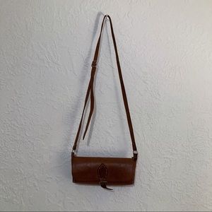 100% Brown Leather Cross-body Barrel Bag